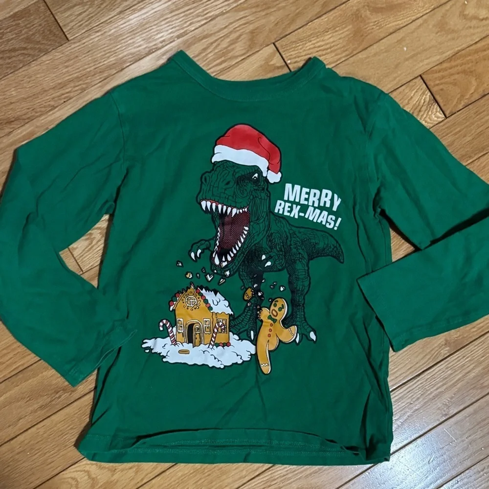 Green Dinosaur Merry Rex-mas Kids Shirt
